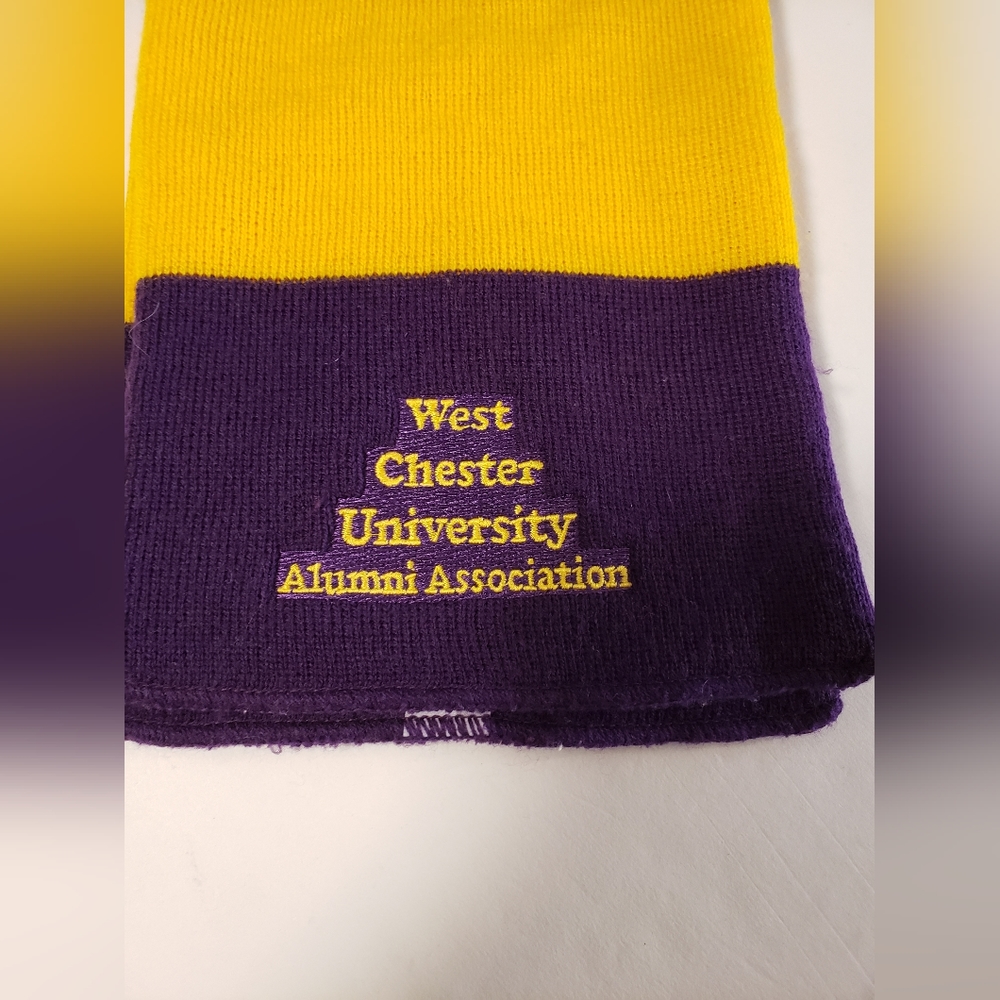 West Chester University Alumni Scarf Golden Rams Purple & Yellow - Picture 2 of 5